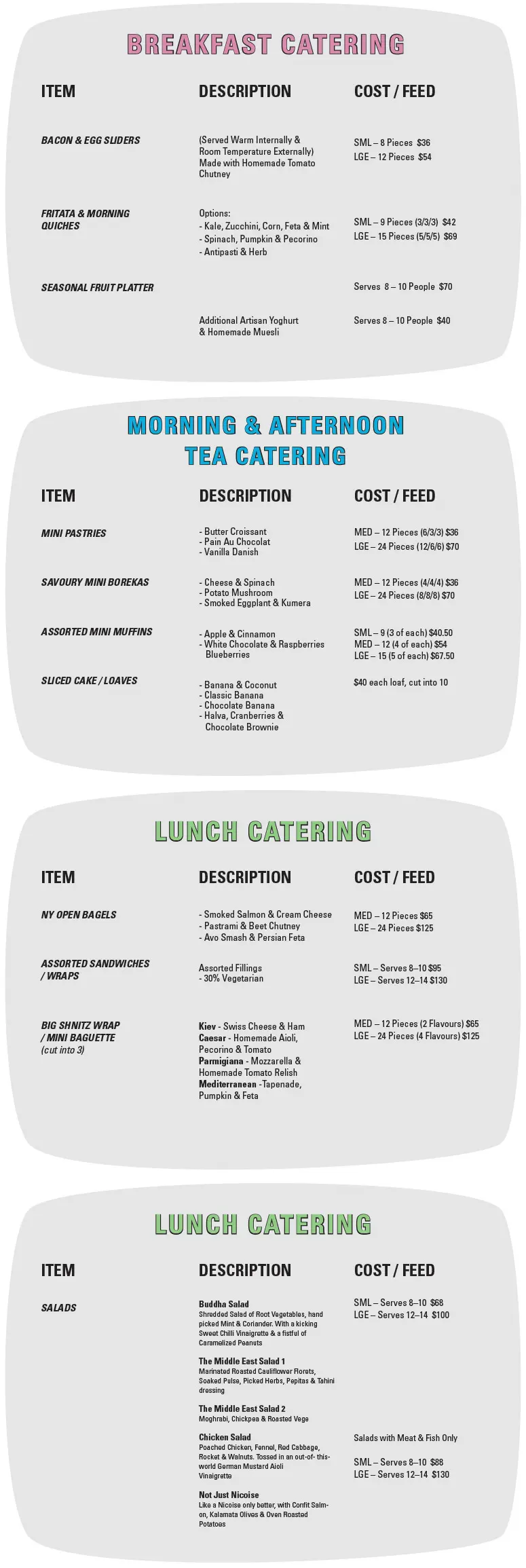 Office Catering Menu